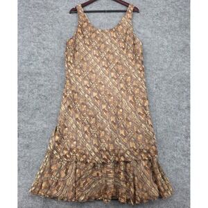 Cattiva Vintage Geometric Metallic Sleeveless Tiered Ruffle Midi Dress Size 18